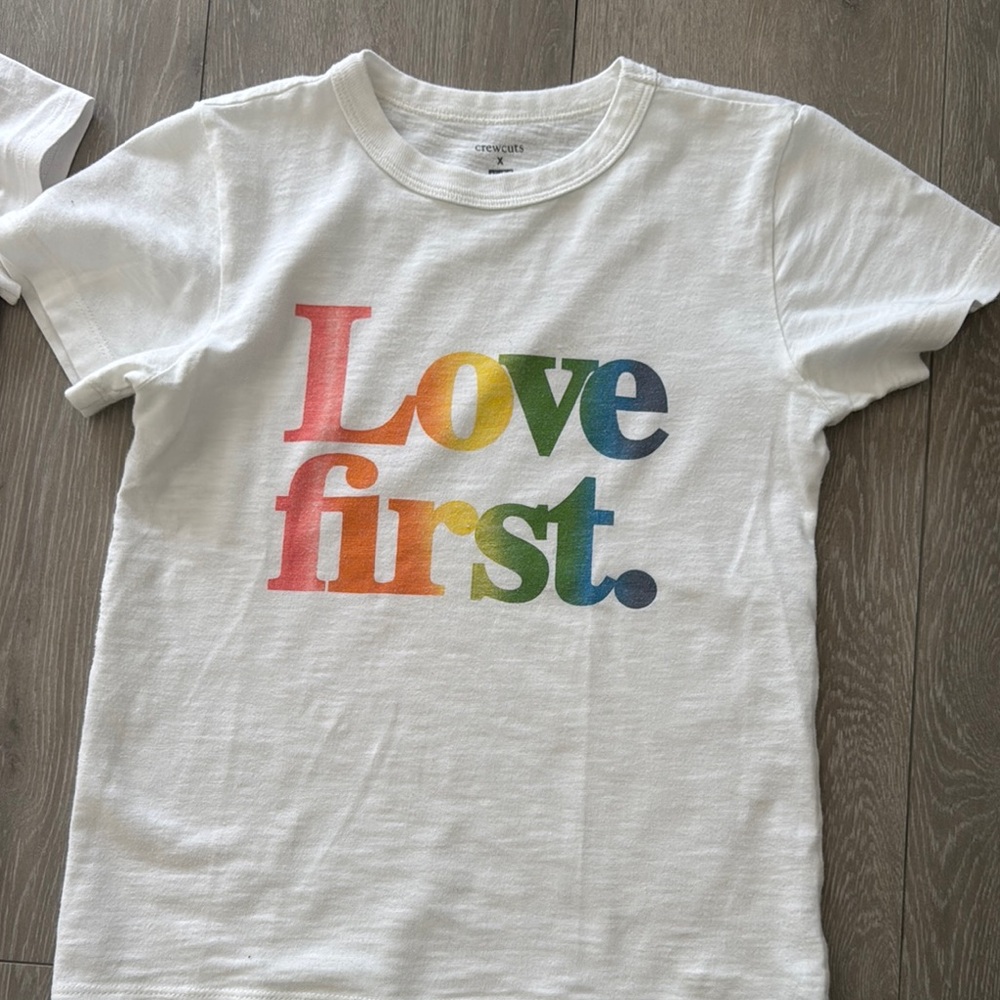 Crewcuts White Short Sleeve Tees with Heart Graphics